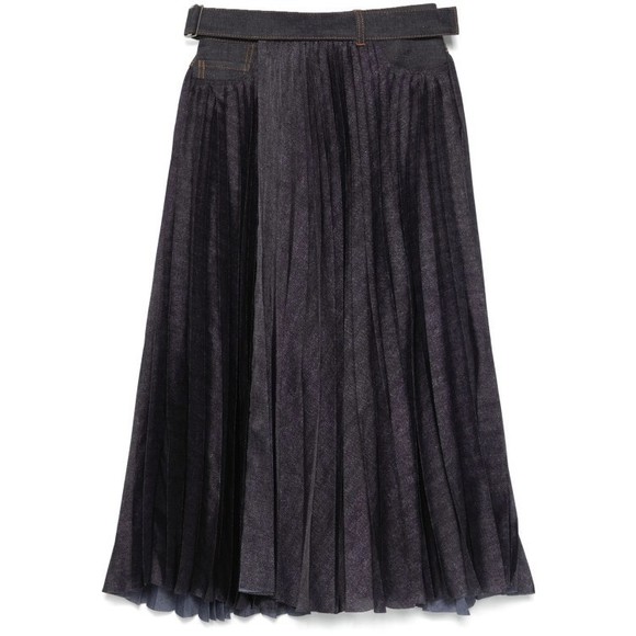 Sacai Dresses & Skirts - Sacai Pleated Grey Skirt With Denim And Soft Fabric Construction - NWT